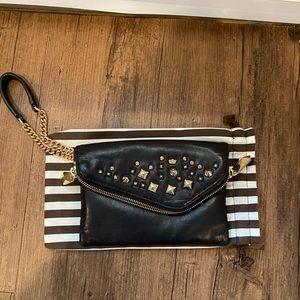 Henri Bendel Black & Gold Studded Envelope Wristlet